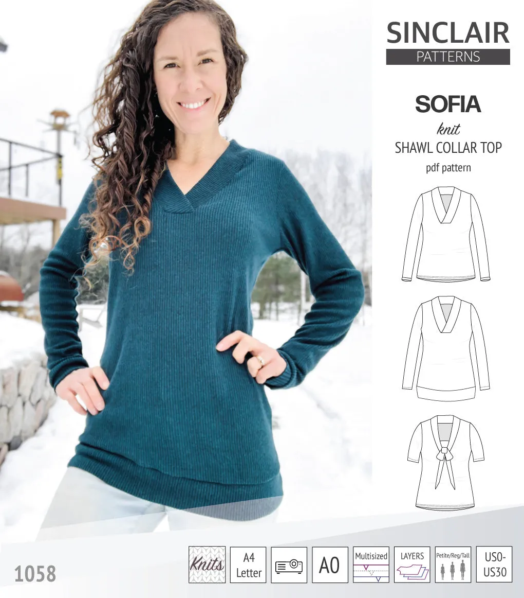 Sofia shawl collar classic sweater (PDF)