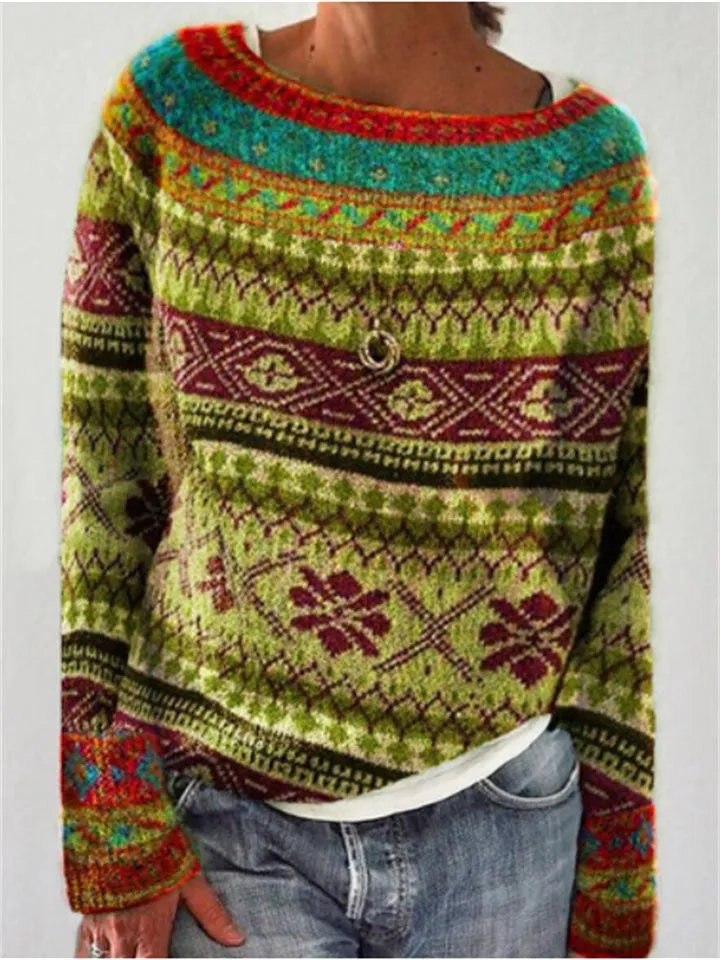 Soft Warm Round Neck Pullover Casual Knitted Sweaters for Women