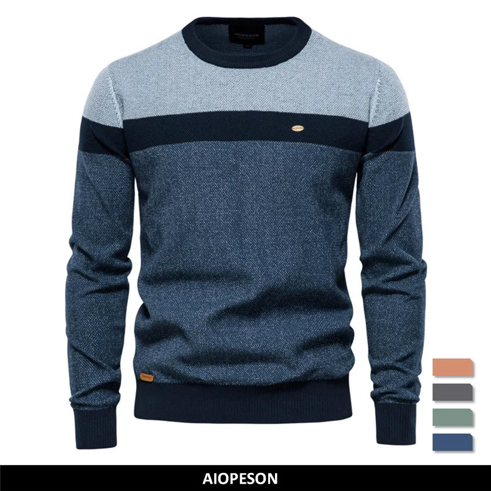 Spliced Cotton Sweater for Men