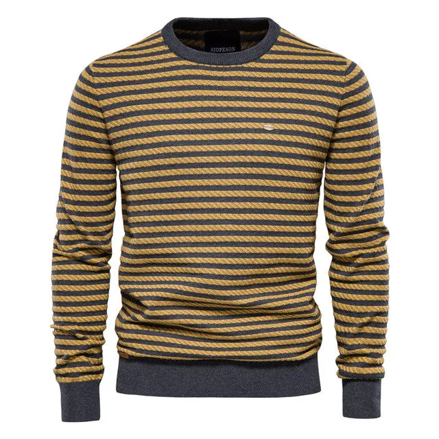 Spliced Cotton Sweater for Men