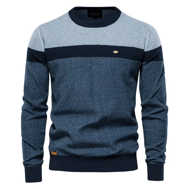 Spliced Cotton Sweater for Men