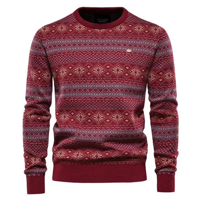 Spliced Cotton Sweater for Men