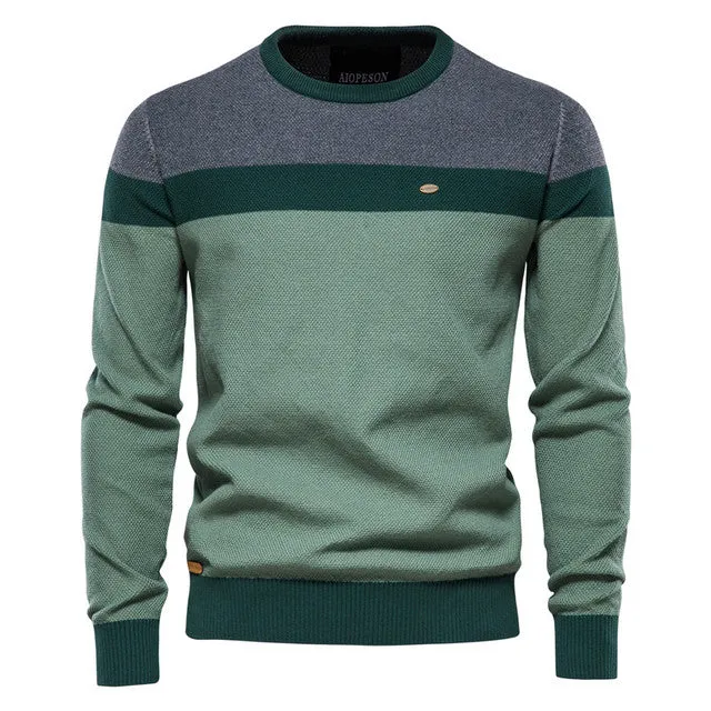 Spliced Cotton Sweater for Men