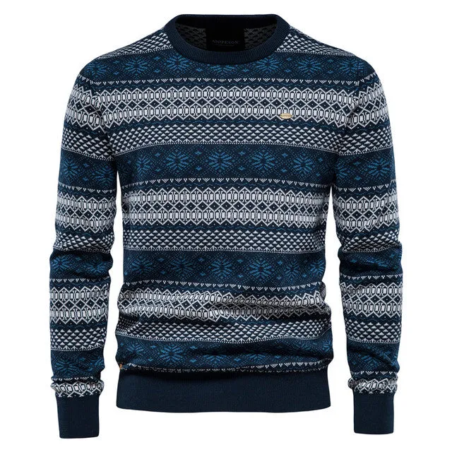 Spliced Cotton Sweater for Men