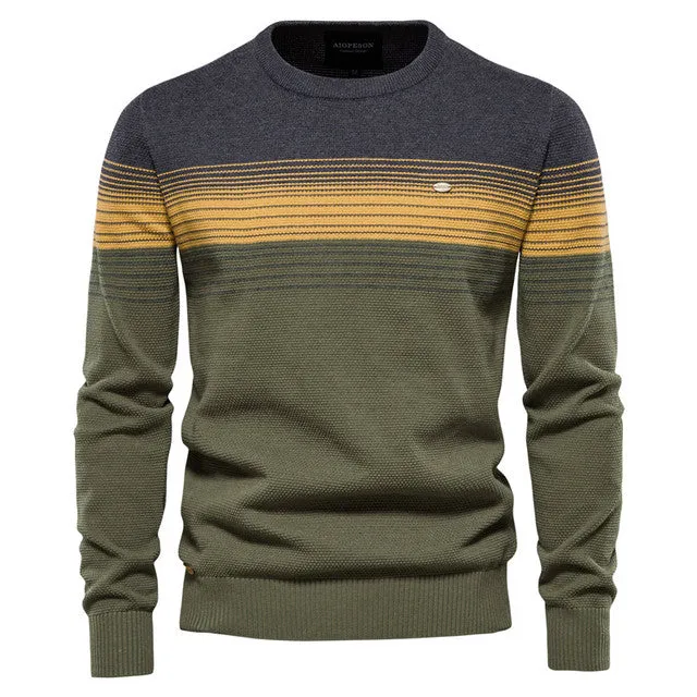 Spliced Cotton Sweater for Men