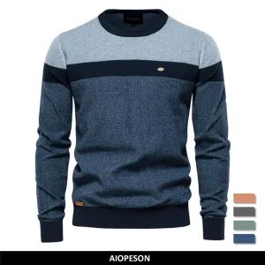 Spliced Cotton Sweater for Men