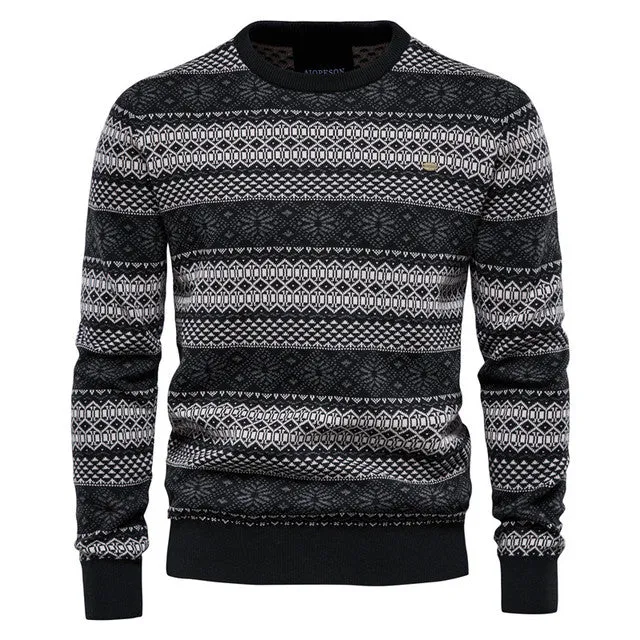 Spliced Cotton Sweater for Men