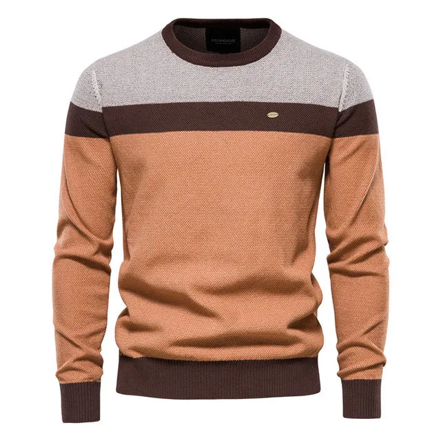 Spliced Cotton Sweater for Men