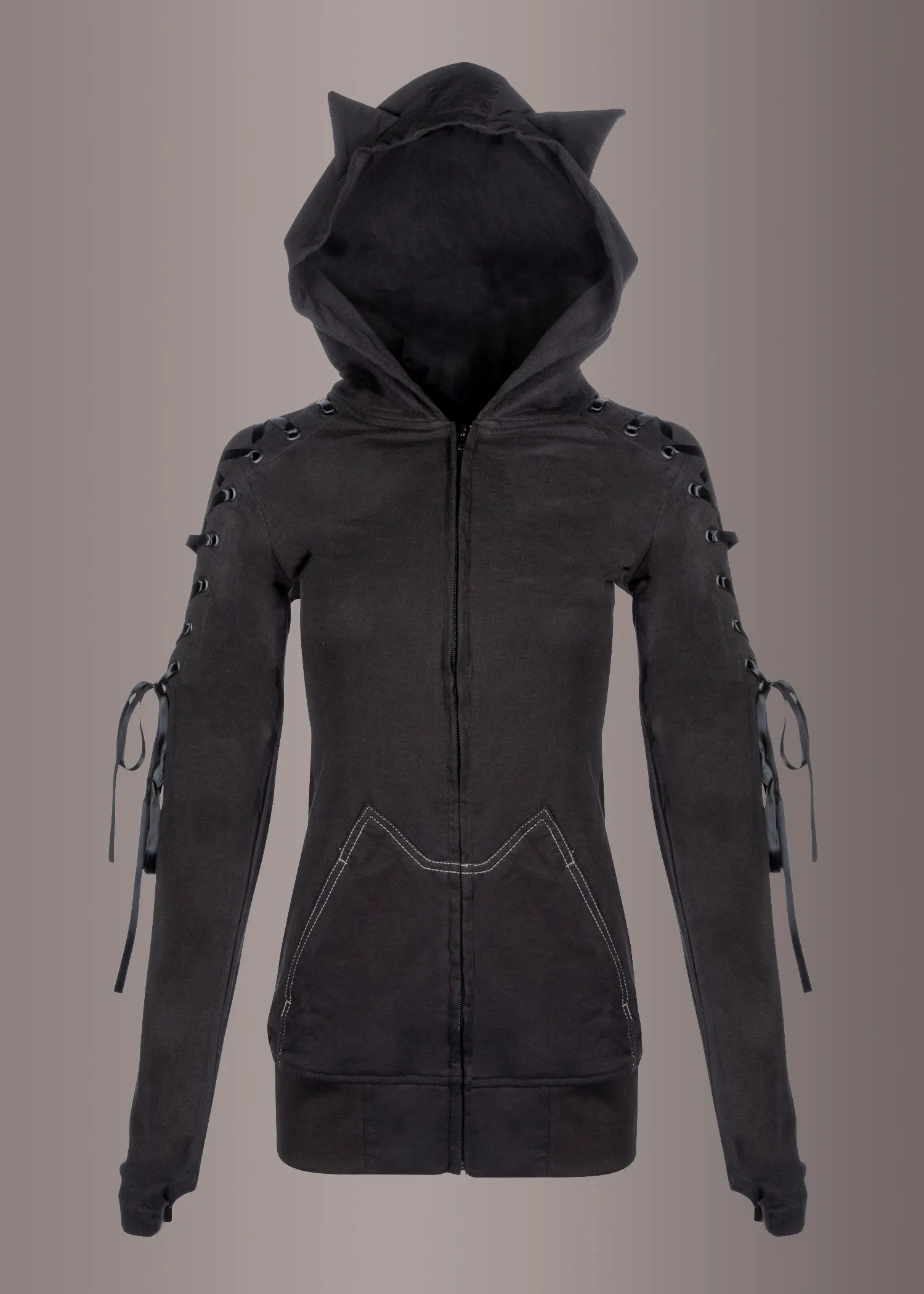 Stray Cat Black and White Kitty Full Zip Hoodie