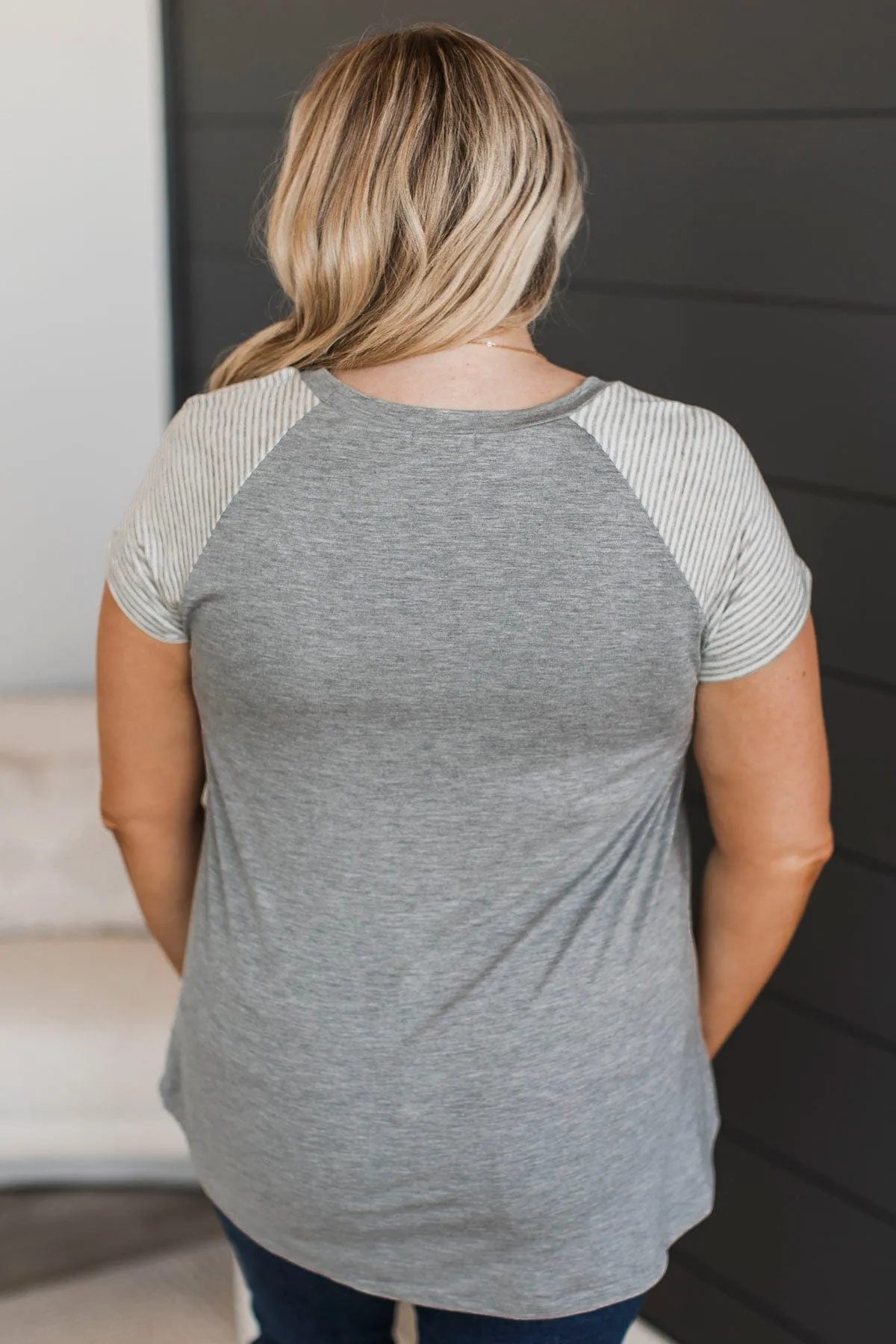 Stuck In My Ways Pocket Top- Heather Grey