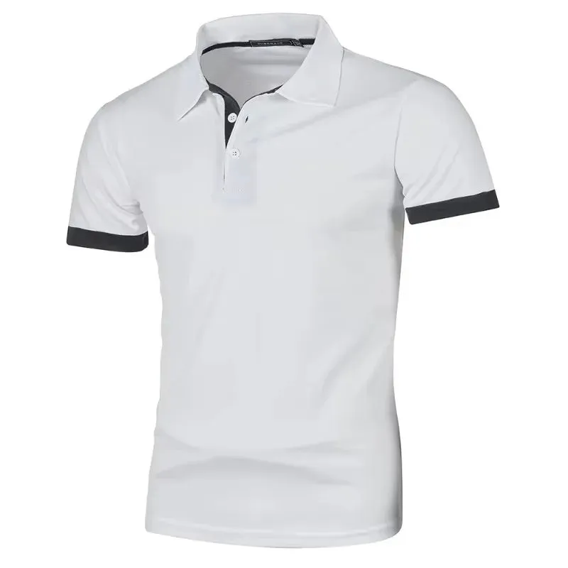 Summer Men's Contrast Color Short Sleeve Polo Shirt