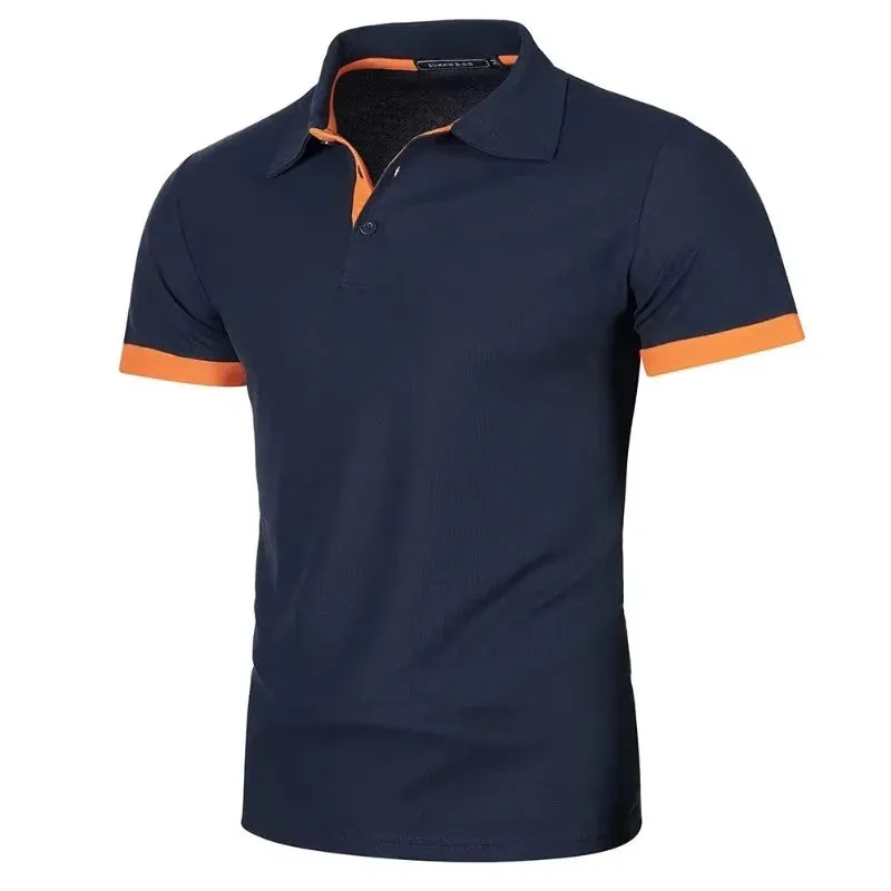Summer Men's Contrast Color Short Sleeve Polo Shirt