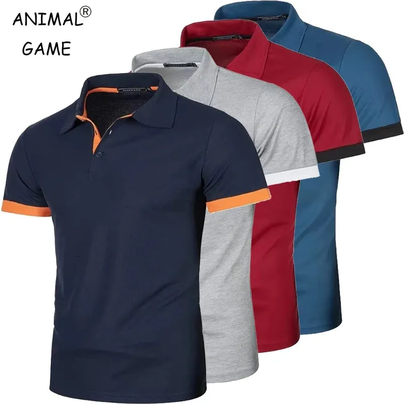 Summer Men's Contrast Color Short Sleeve Polo Shirt