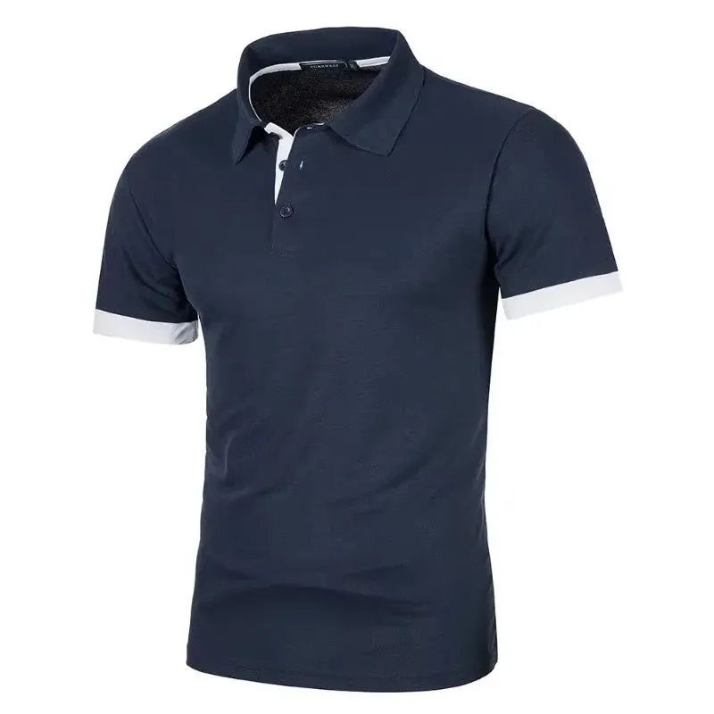 Summer Men's Contrast Color Short Sleeve Polo Shirt
