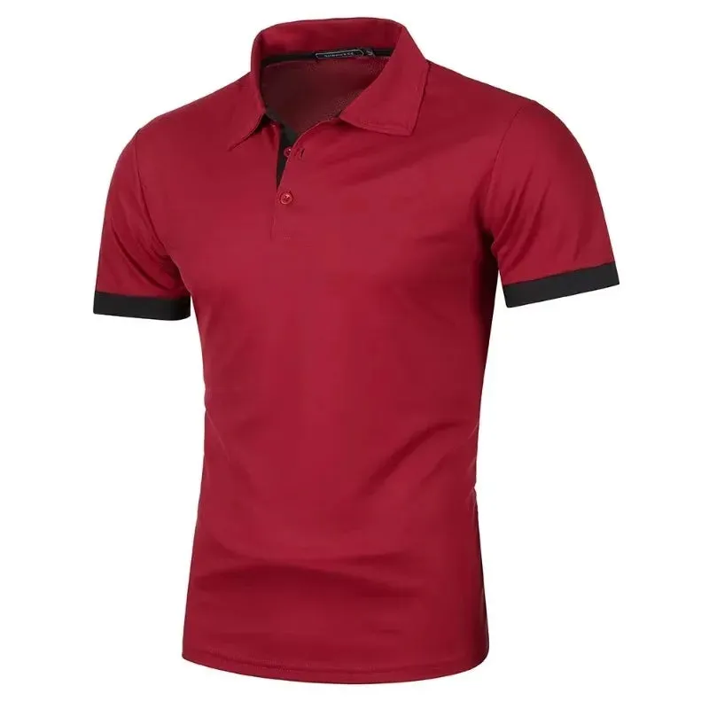 Summer Men's Contrast Color Short Sleeve Polo Shirt