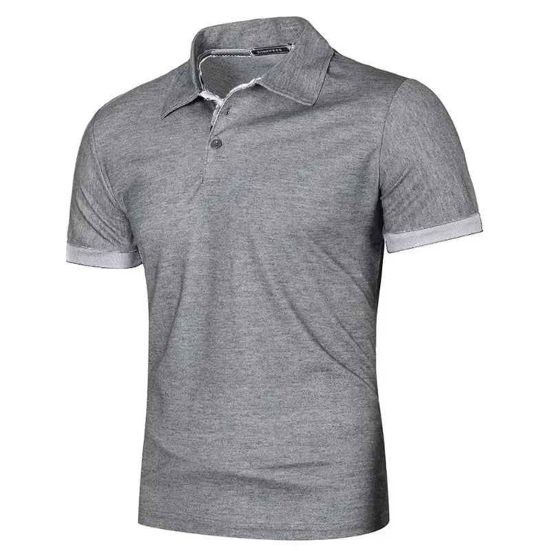 Summer Men's Contrast Color Short Sleeve Polo Shirt