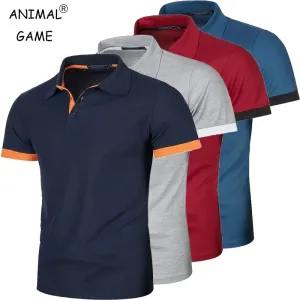 Summer Men's Contrast Color Short Sleeve Polo Shirt