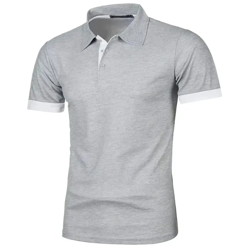 Summer Men's Contrast Color Short Sleeve Polo Shirt
