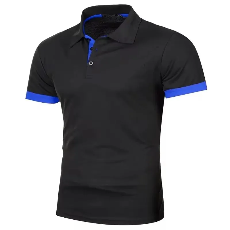 Summer Men's Contrast Color Short Sleeve Polo Shirt