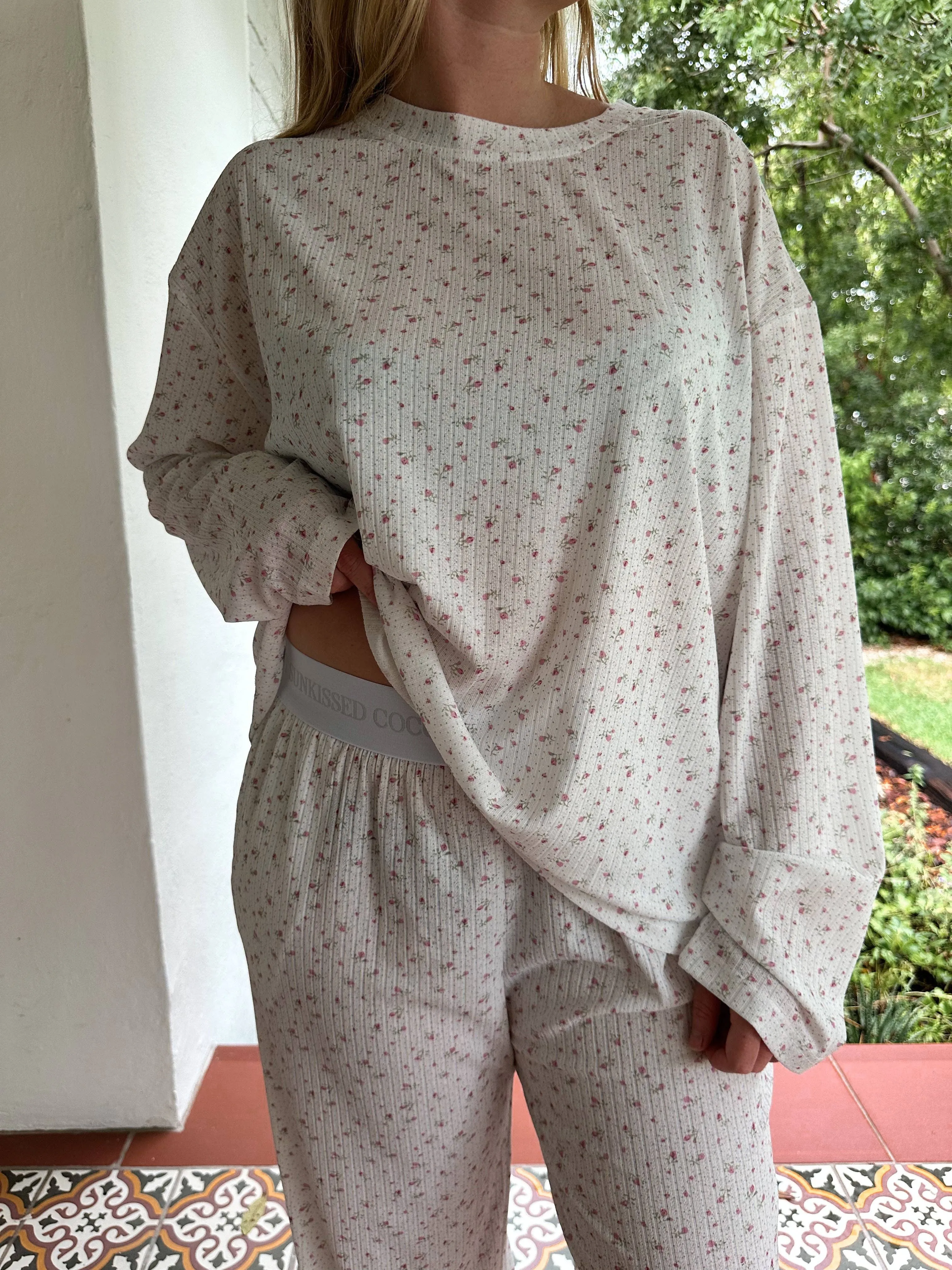 Sunkissed Coconut White Floral Pajama Pants