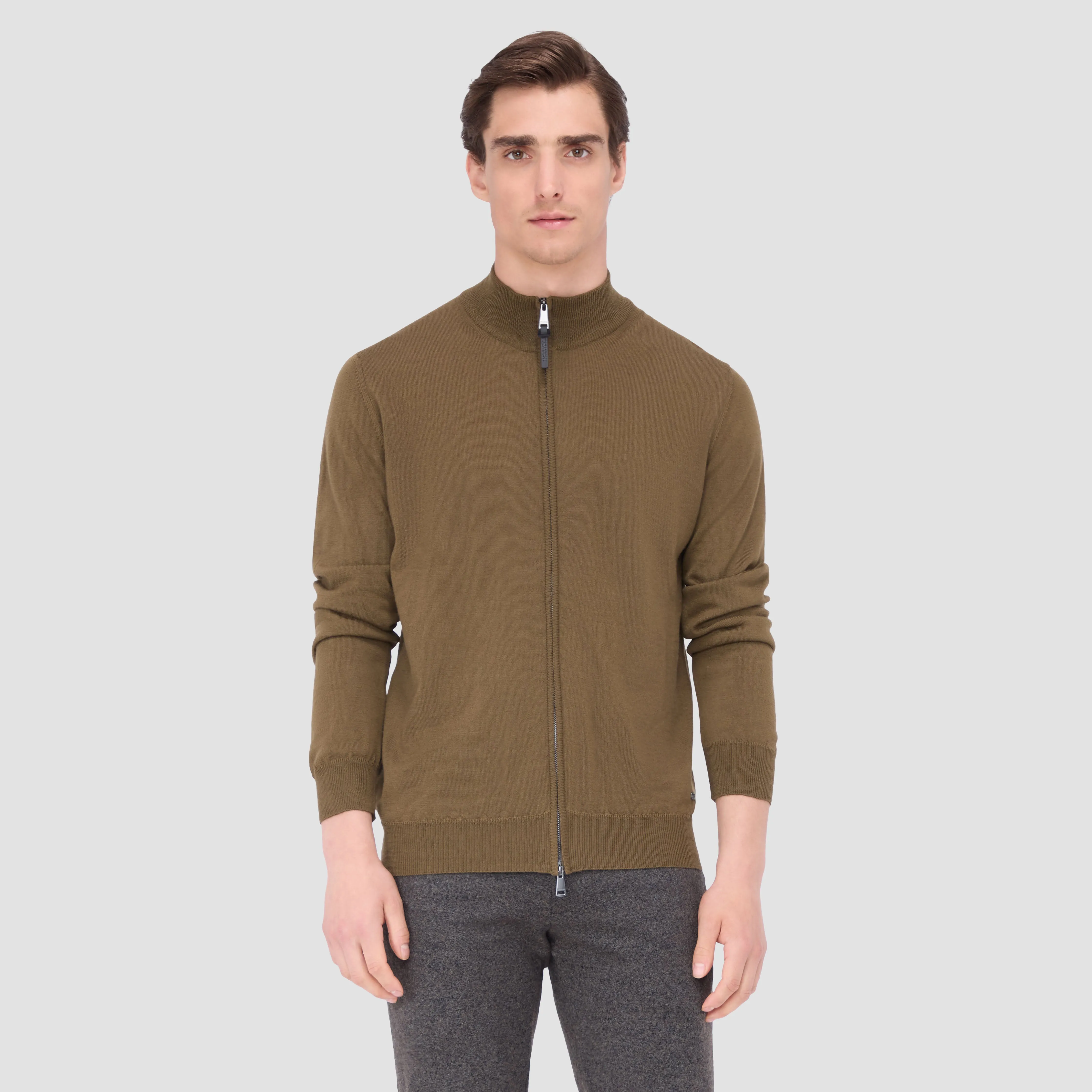 Super Merino Mock Neck Full Zip Sweater