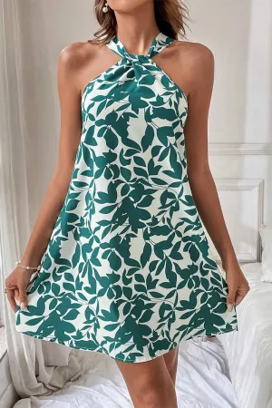 Sweet Floral Backless V Neck Printed Dress Dresses