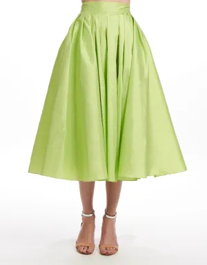 TAFFETA TEA LENGTH MIDI SKIRT TOMATO, GREEN APPLE