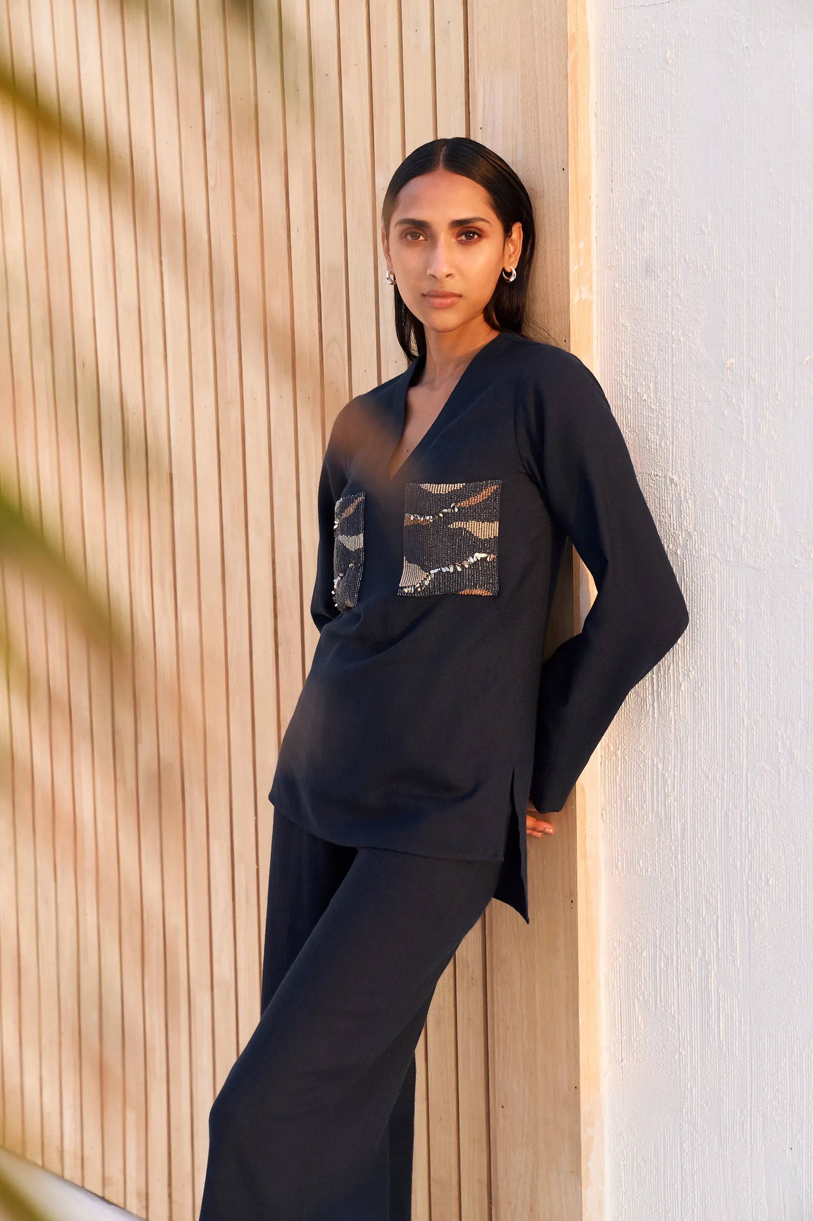 Tanzania Woollen Top (Night Blue)