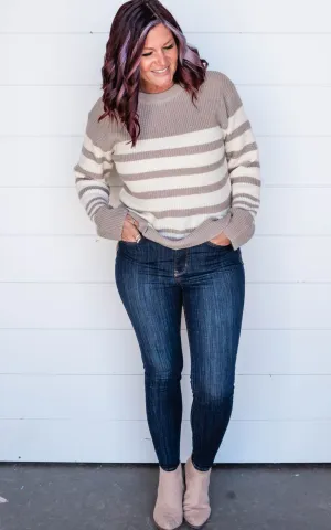 Taupe & Ivory Stripe Sweater
