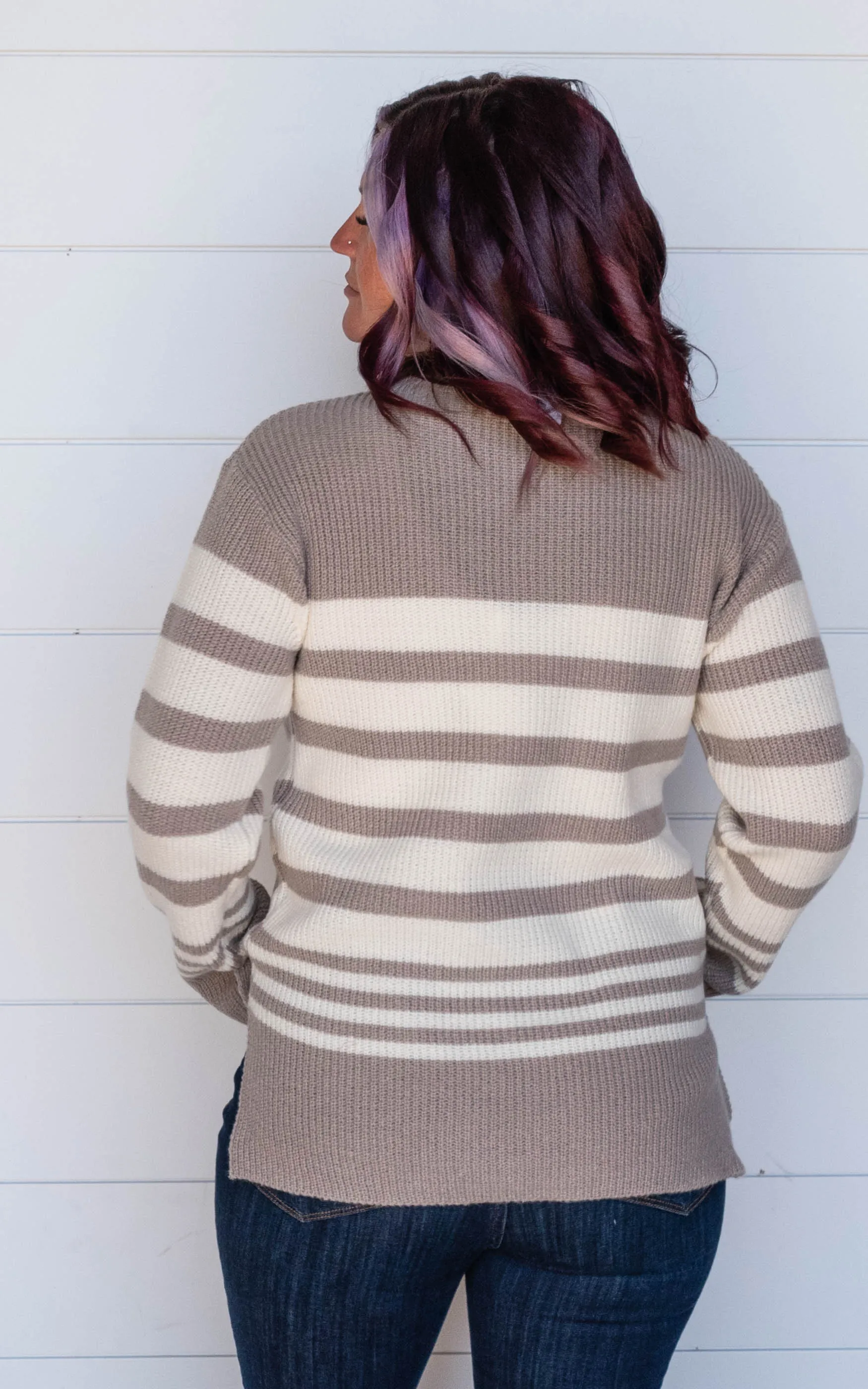 Taupe & Ivory Stripe Sweater