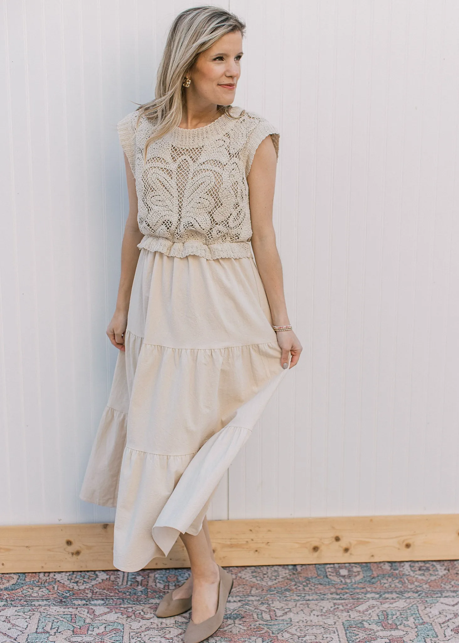 Taupe Openwork Dress