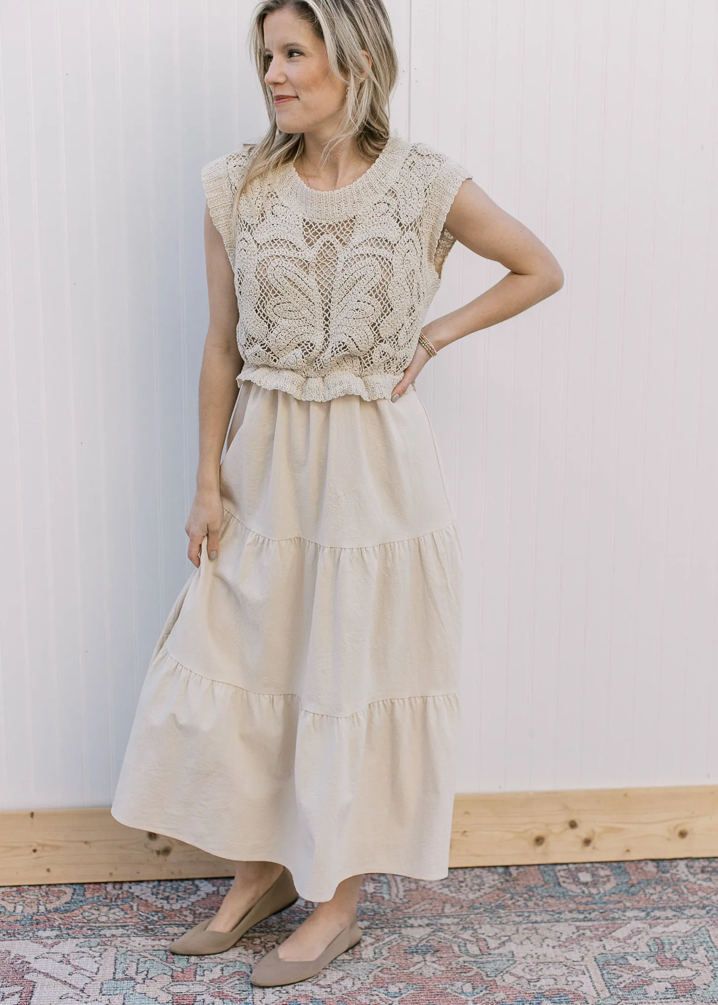 Taupe Openwork Dress
