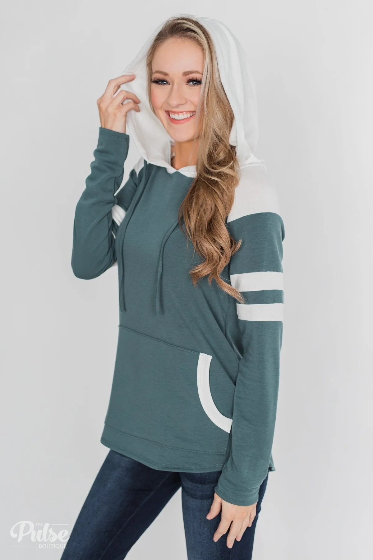 Tempting in Teal Lightweight Hoodie - Dark Teal