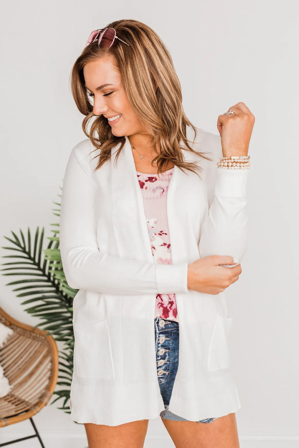 Time To Be Alive Drape Cardigan- Off White