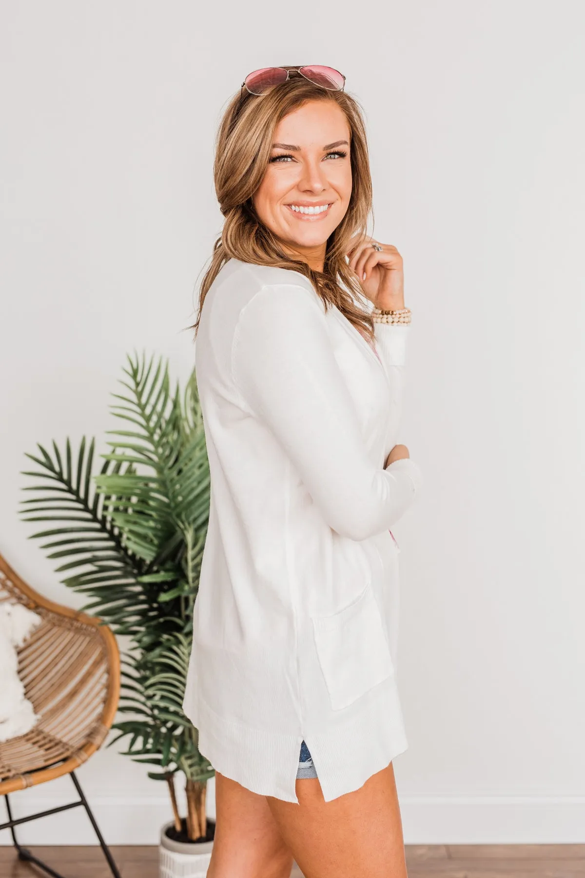 Time To Be Alive Drape Cardigan- Off White