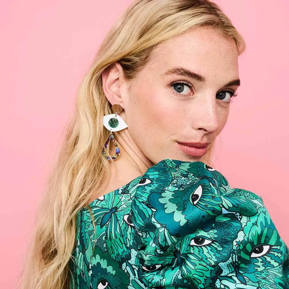 TooLally Eye Motif Drop Earrings - Blue