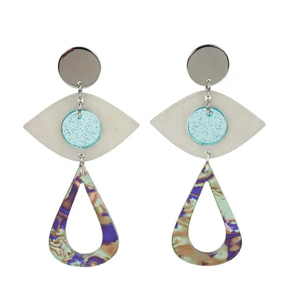 TooLally Eye Motif Drop Earrings - Blue