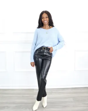 Twist Open Back Sweater Top
