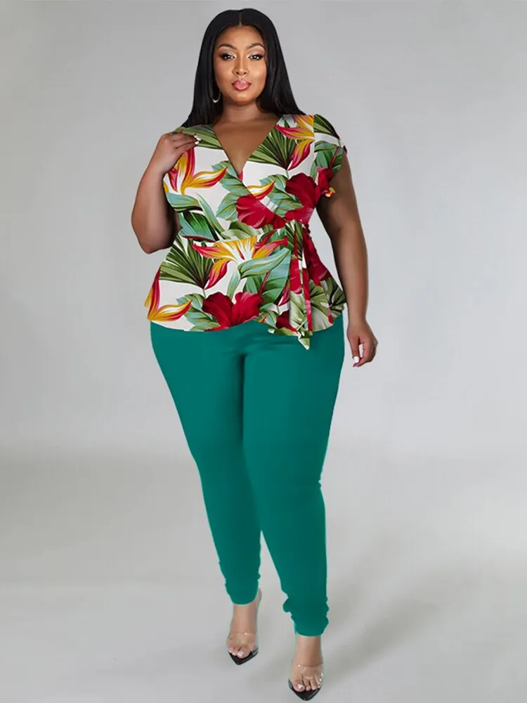 Two Piece Elegant Fitted Top and Leggings Set