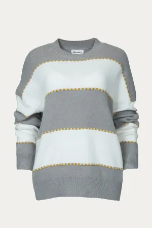 TWO-TONE STRIPED CREWNECK SWEATER