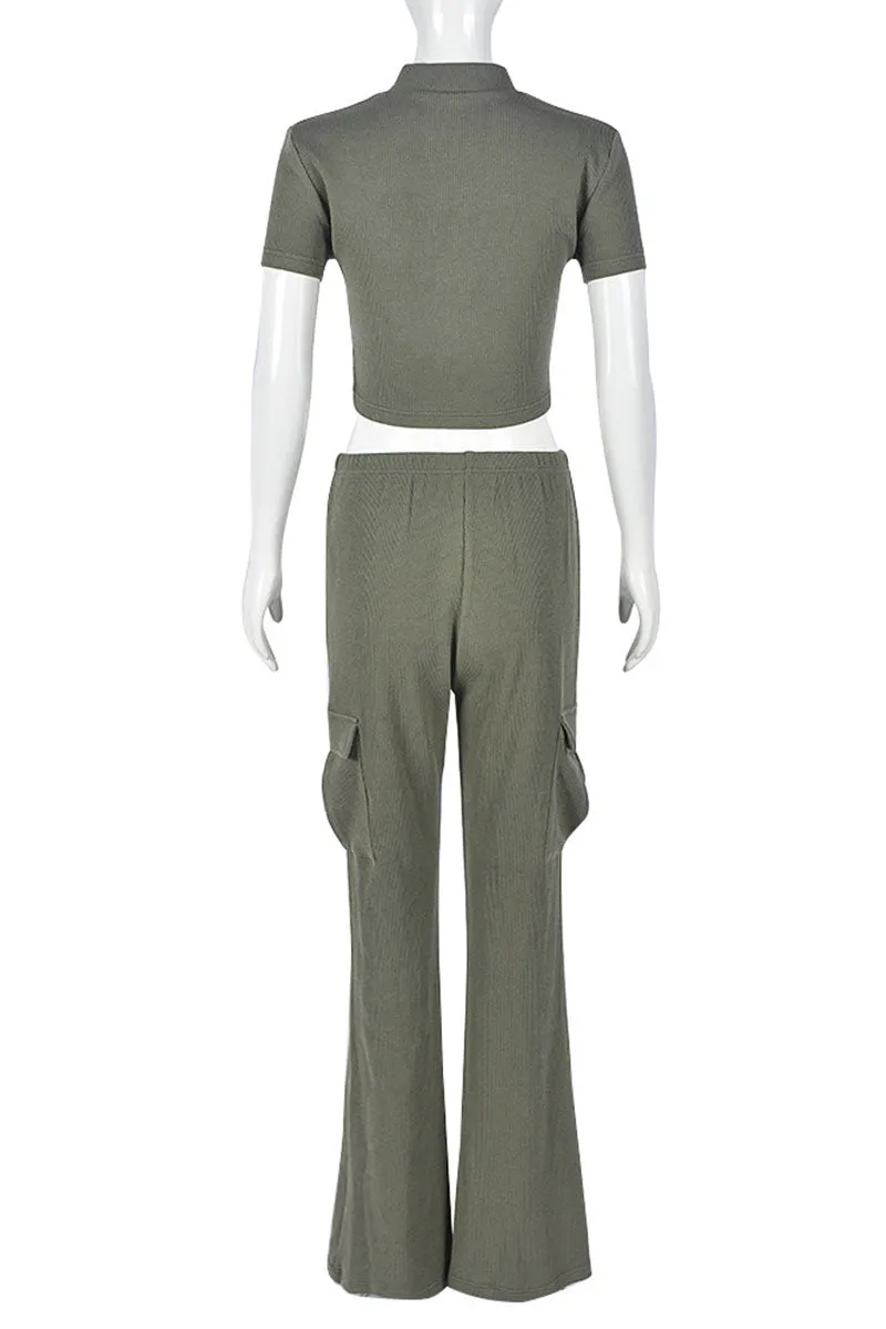 UJ0171 Crop Tee and Pants Set