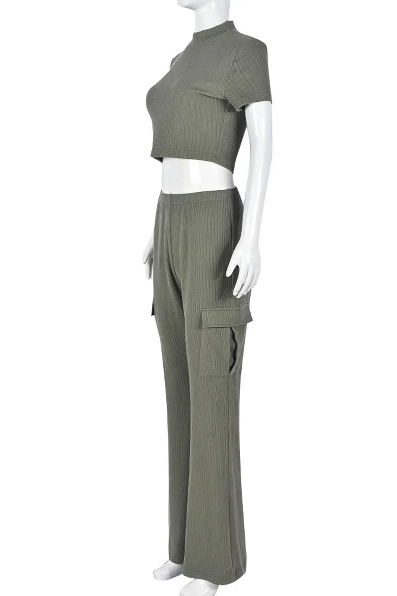 UJ0171 Crop Tee and Pants Set
