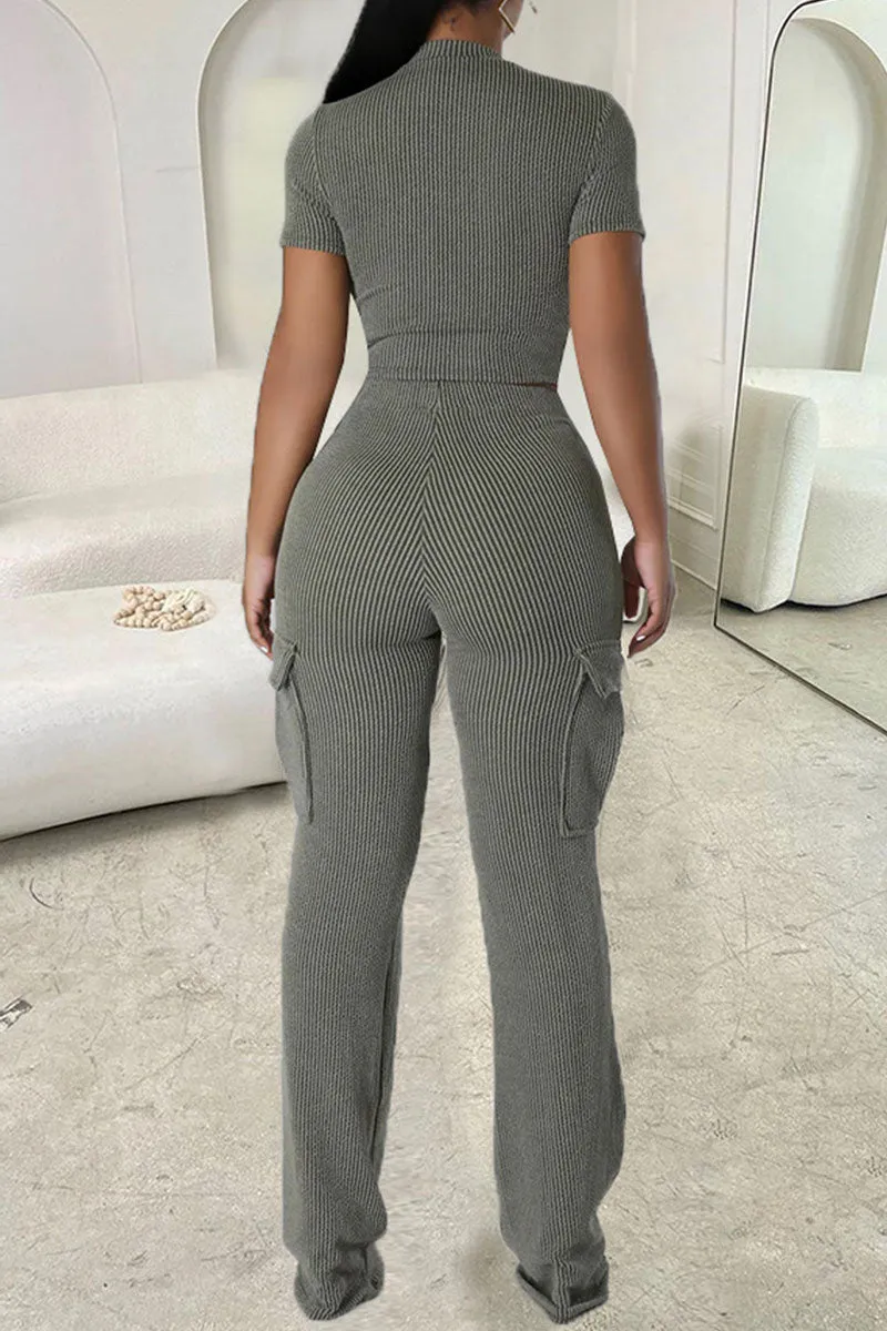 UJ0171 Crop Tee and Pants Set