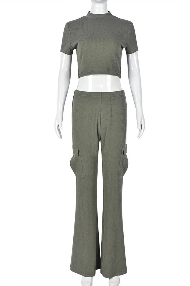 UJ0171 Crop Tee and Pants Set