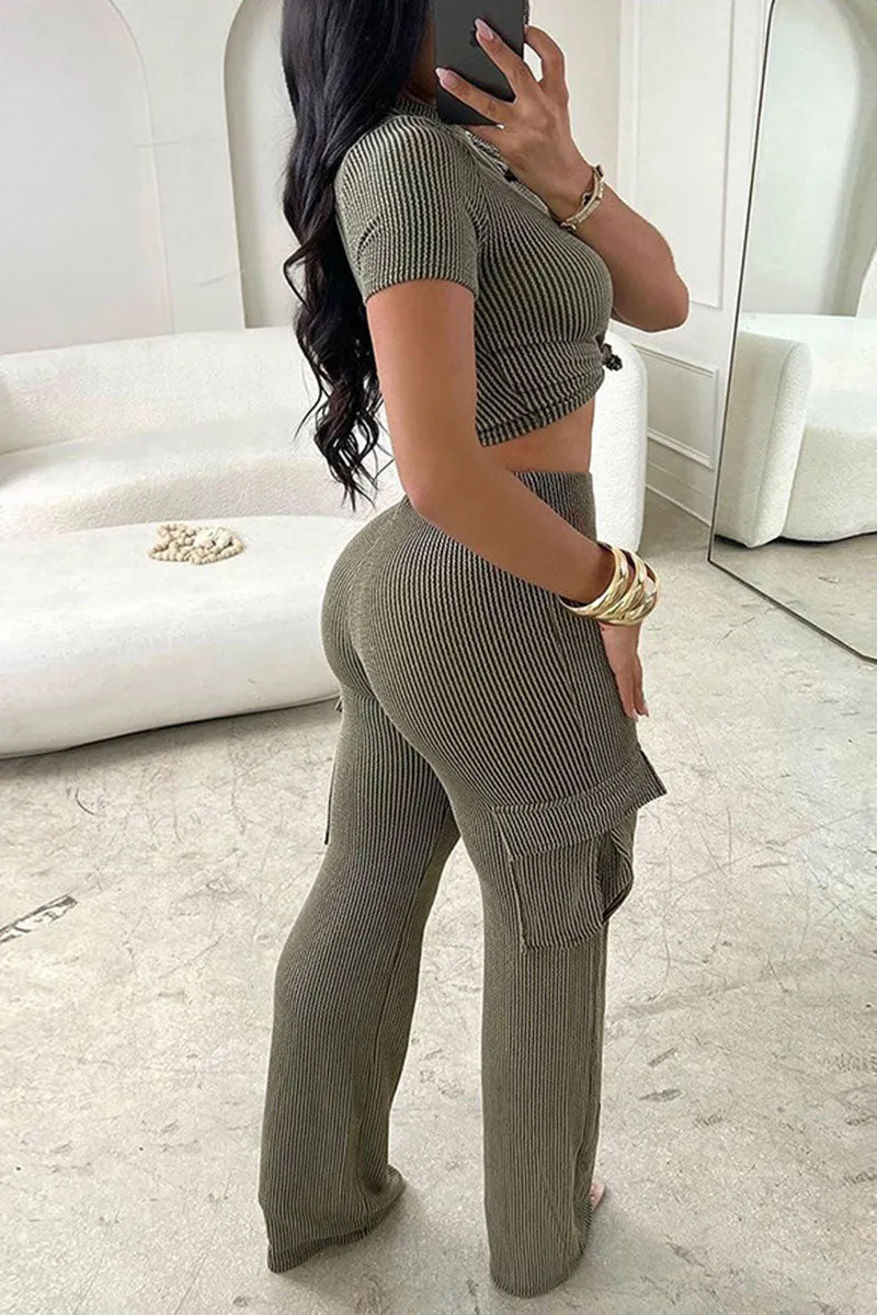 UJ0171 Crop Tee and Pants Set