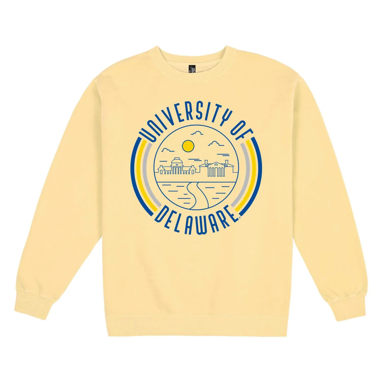 USCAPE University of Delaware '90s Flyer Fleece Crewneck, Yellow