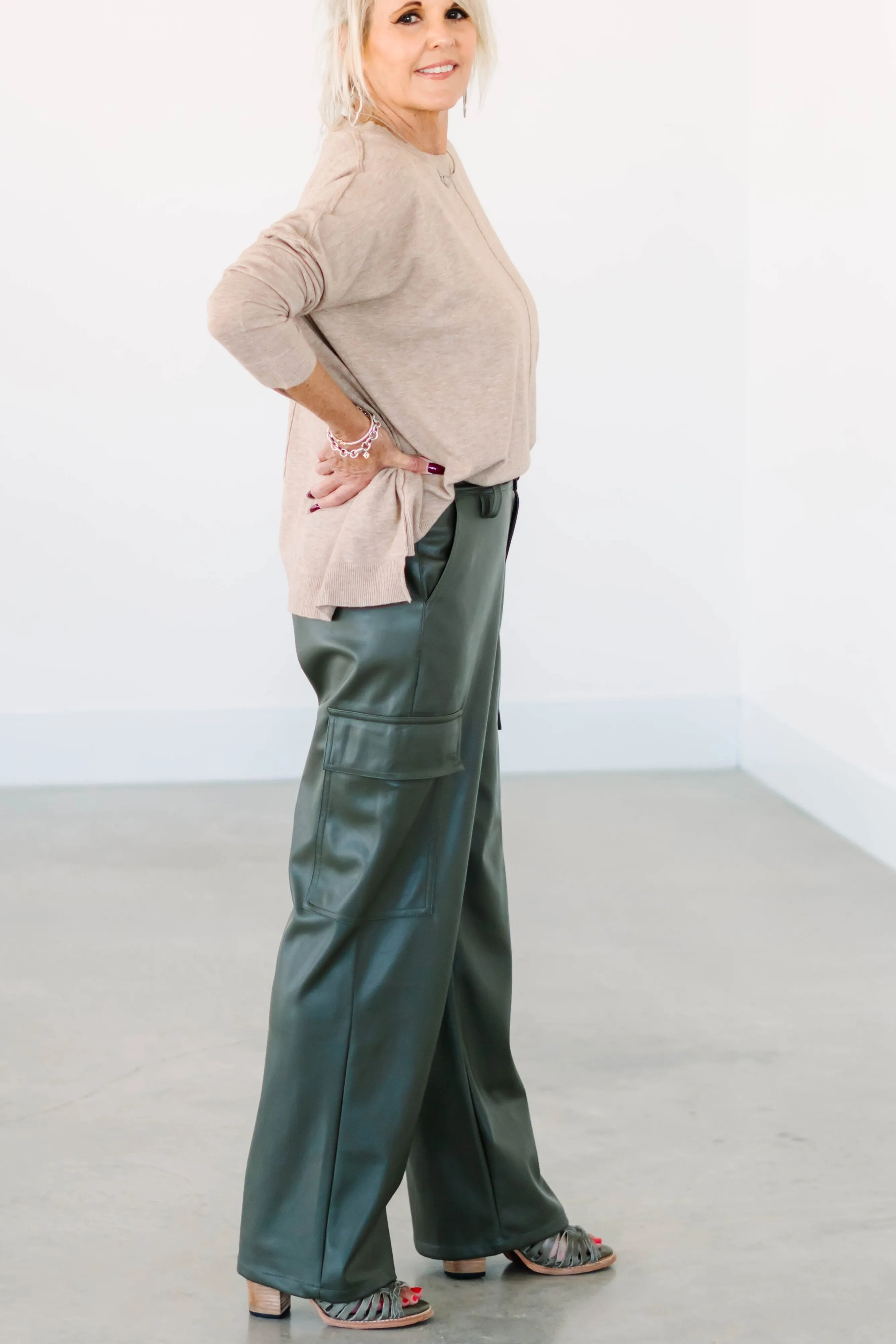 Vegan Leather Cargo Pants