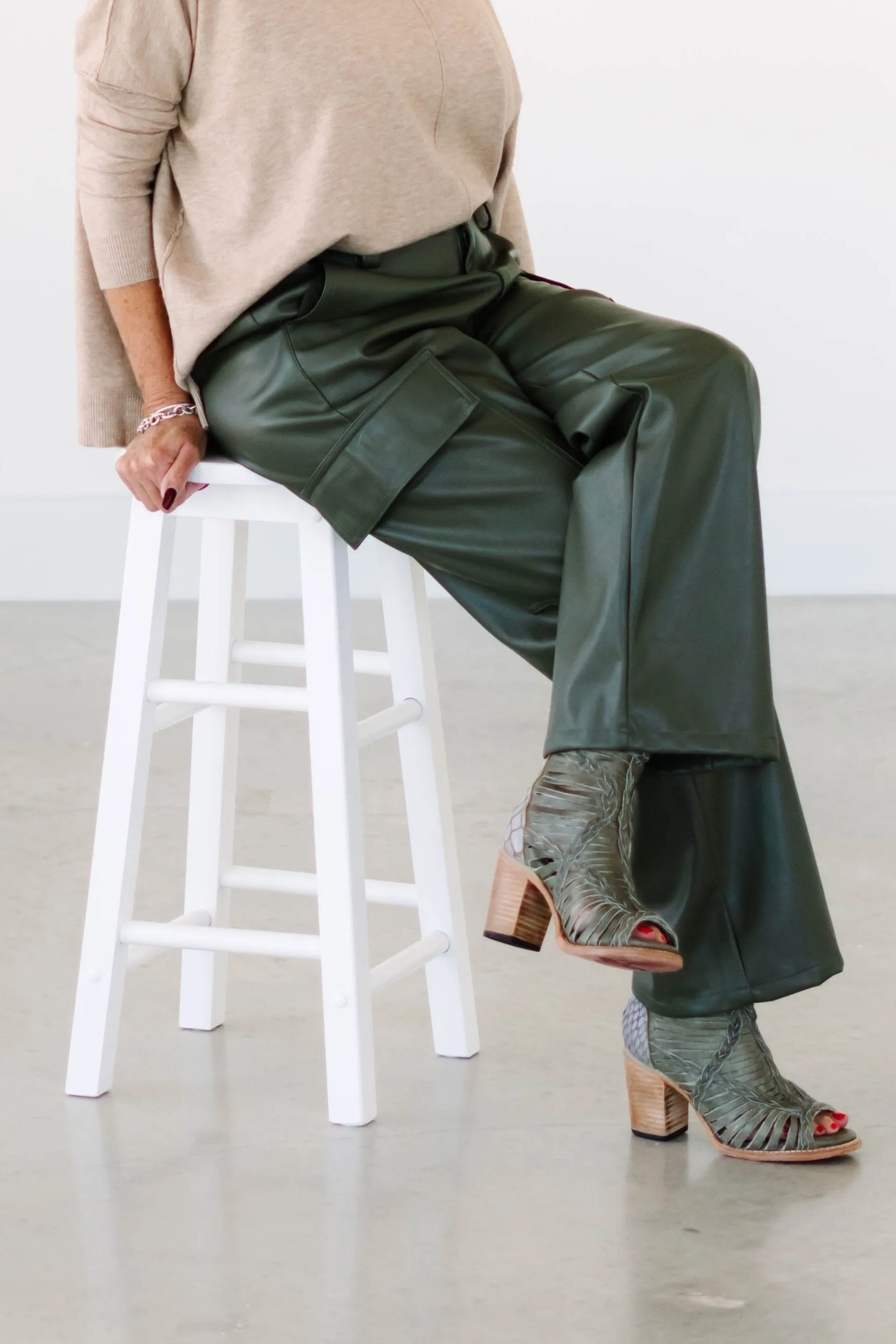 Vegan Leather Cargo Pants