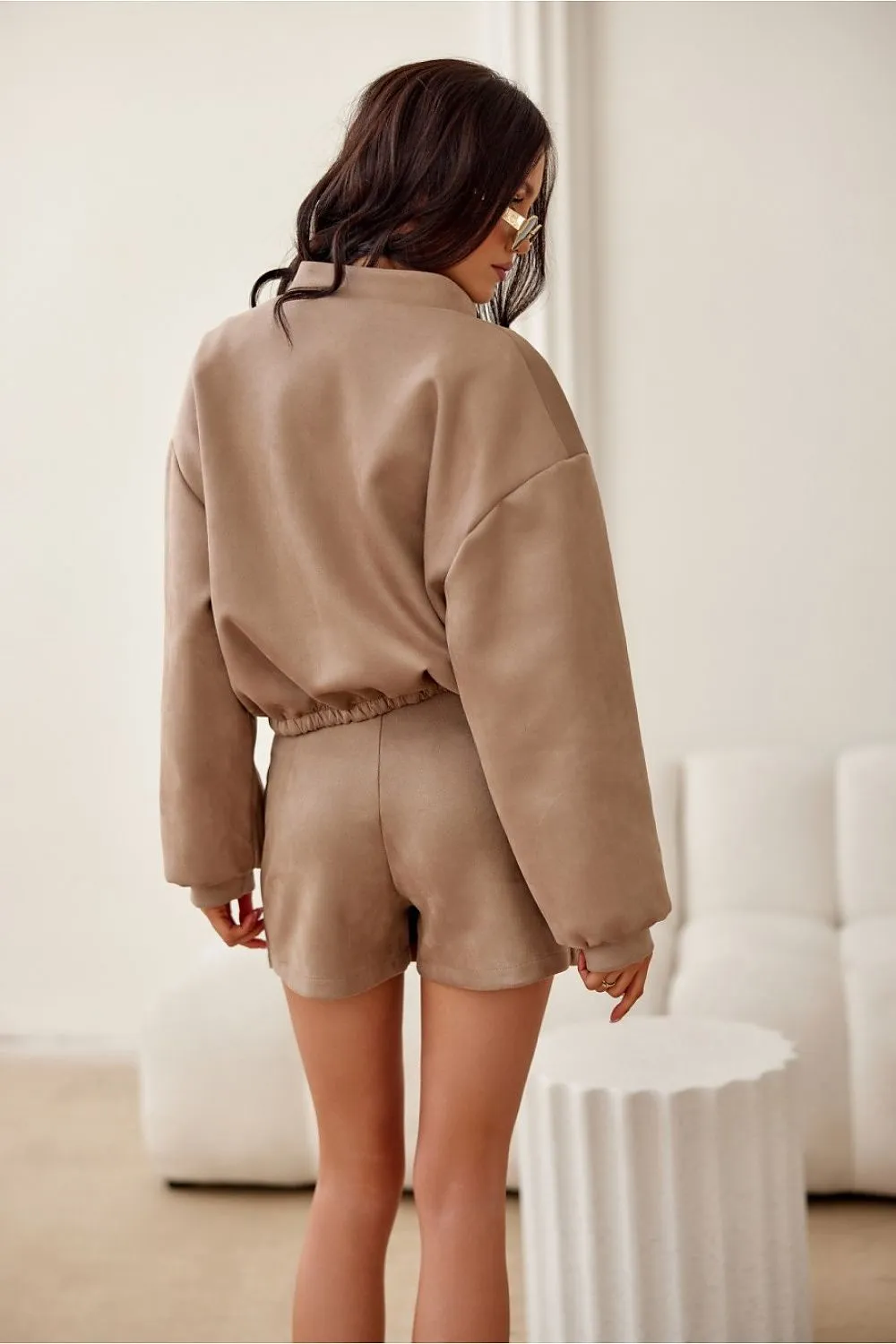Velour Fitted Skirt-Shorts with Pockets