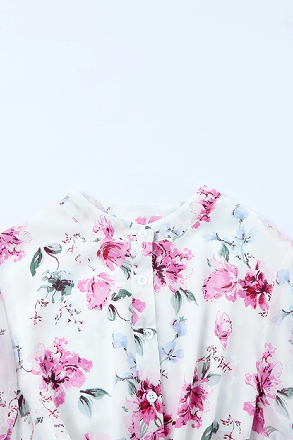 Vintage Floral Print Drawstring Flowy Dress